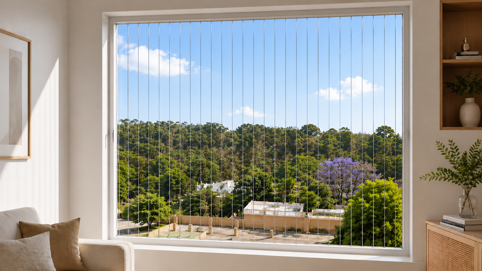 Invisible grill installed on a window
