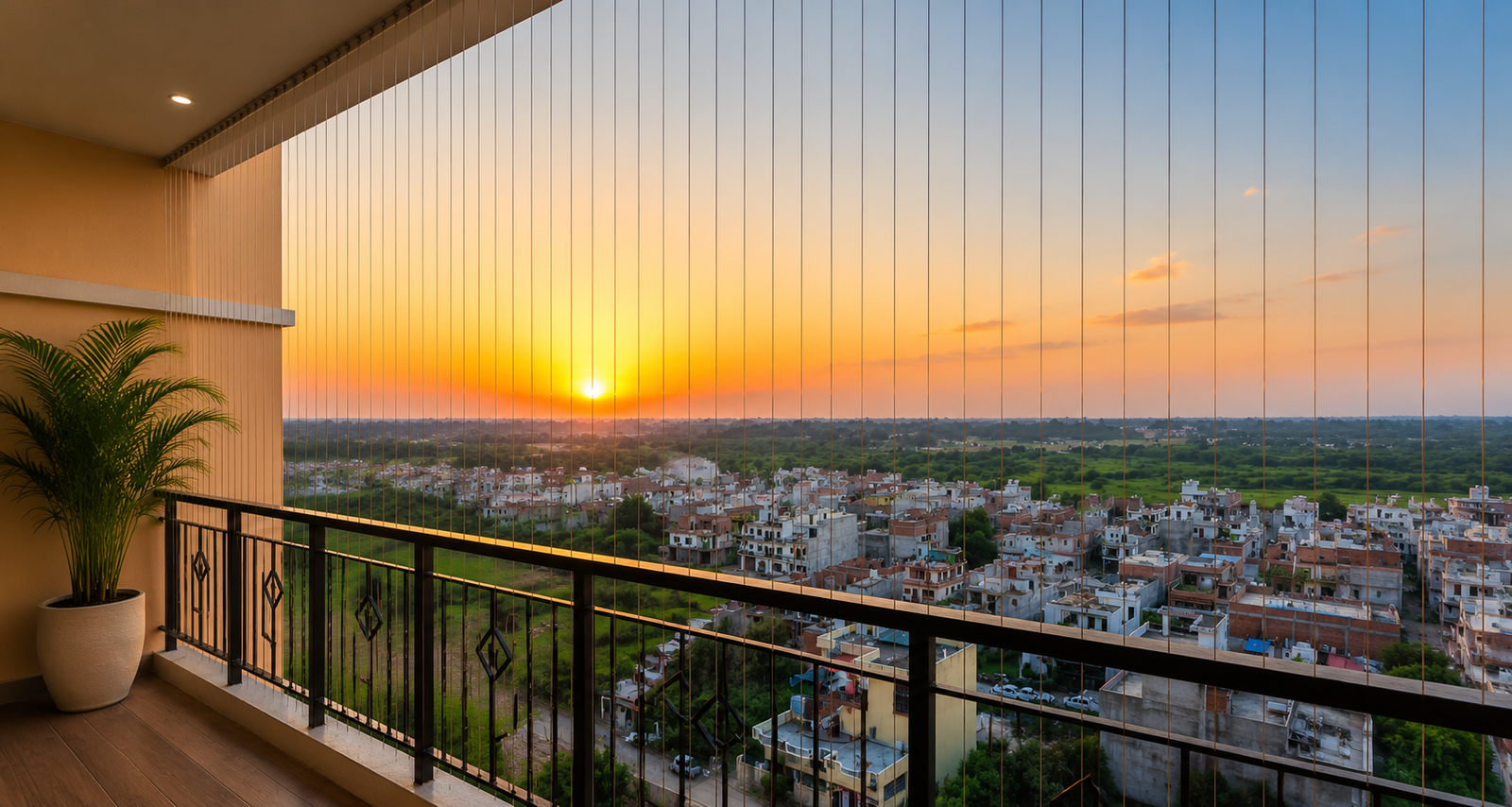 Invisible grill balcony installation in a Hyderabad home